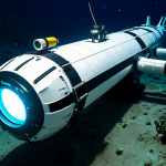 Deep Sea Exploration Vehicle**

"An advanced Autonomous Underwater Vehicle (AUV) exploring a deep sea hydrothermal vent. The AUV is equipped with lights and sensors, surveying unique deep-sea creatures. Background: dark ocean environment with bioluminescent organisms. fully clothed, professional, perfect anatomy, safe for work, appropriate content, family-friendly, high quality."

**