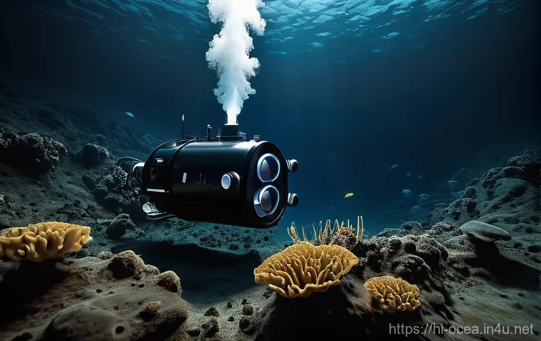 심해 열수구 생물 탐사 - **Prompt for a White Smoker Vent Eco    "An ethereal and detailed close-up of a white smoker hydroth...