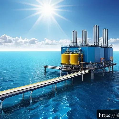 심해 생태계의 에너지 흐름 - A detailed illustration of an Ocean Thermal Energy Conversion (OTEC) system operating in a tropical ...